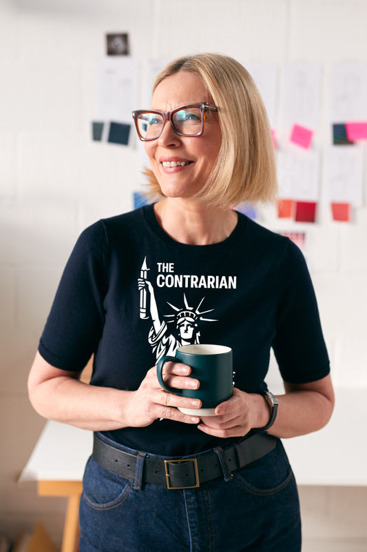 Black Contrarian Logo Tee